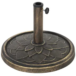 Buy 12kg Resin Garden Parasol Base, Round Umbrella Base, Heavy Duty Sun Umbrella Base for 32, 38, 48 mm Umbrella Poles for Deck Poolside, Bronze Tone