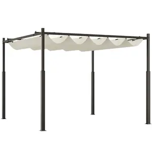 Buy 3 x 3(m) Metal Pergola with Retractable Roof and Magnetic Fixture, Outdoor Gazebo Garden Pergola Kit Sun Shade Canopy, UPF30+, 80mm Metal Column, Cream White