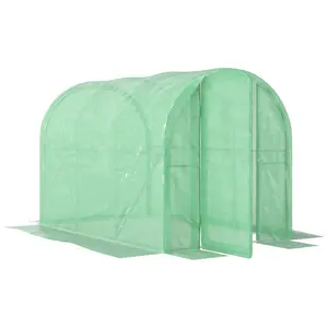 Buy 3 x 2 x 2m Polytunnel Greenhouse with Hinged Door, Walk-in Grow House Tent with PE Cover and Galvanised Steel Frame, Green