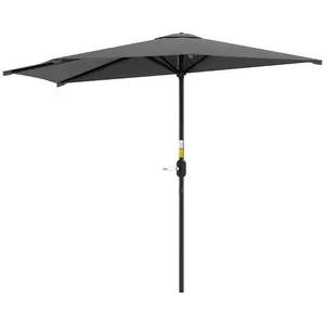 Buy 3(m) Half Parasol, Semi Round Umbrella with Metal Frame, Crank Handle for Balcony, Garden, Dark Grey