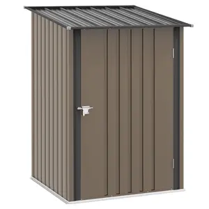 Buy 3.3 x 3.4ft Lean To Steel Garden Shed, with Locking Door - Brown/Grey