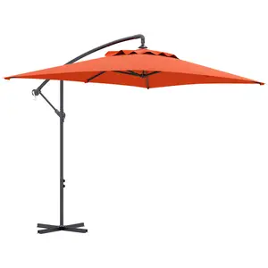 Buy 3(m) Cantilever Overhanging Parasol, with Cross Base - Orange