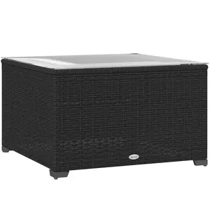 Buy 62 x 62cm Glass-Top Rattan Side Table - Dark Grey