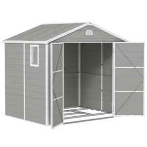 Buy 7.9ft x 6.2ft Aluminium Frame and Plastic Wall Shed, with Foundation - Light Grey