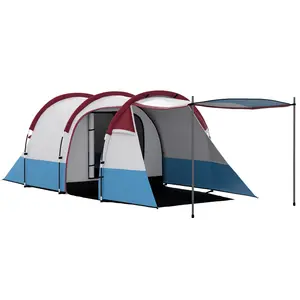 Buy Camping Tent, Large Tunnel Tent with Bedroom and Living Area, 2000mm Waterproof, Portable with Bag for 2-3 Man, Red