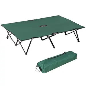 Buy Double Camping Cot Bed, with Bag - Green