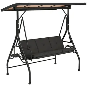 Buy Convertible Three-Seater Swing Bench Bed - Black