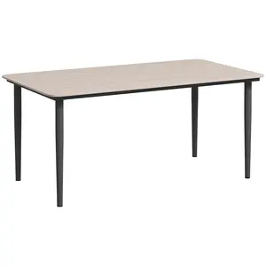 Buy Garden Table, Outdoor Dining Table for 6 People, 160 x 90 x 74 cm, with Rust Resistant Metal Frame, WPC Top, for Balcony, Terrace, Light Grey