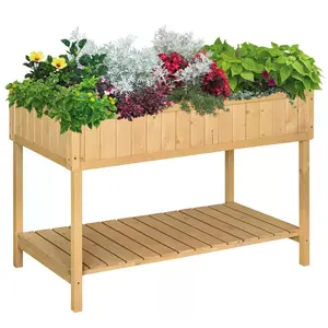 Buy Garden Wooden Planters, Rectangular 8 Compartment Plant Stand, Oak Tone