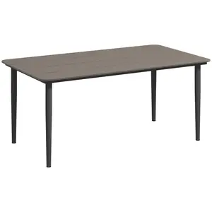 Buy Garden Table, Outdoor Dining Table for 6 People, 160 x 90 x 74 cm, with Rust Resistant Metal Frame, WPC Top, for Balcony, Terrace, Dark Grey
