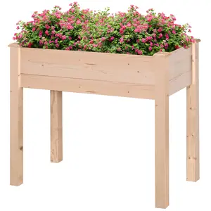 Buy Garden Wooden Planters, Rectangular Raised Bed,Flower Box, Fir Wood Indoor/Outdoor, Oak Tone, 86L x 46W x 76Hcm