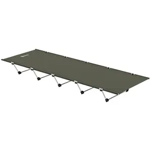 Buy Lightweight Camping Bed, Aluminium Portable Camp Cot w/ Strong Support 150kg and Carry Bag for Camping, Dark Green