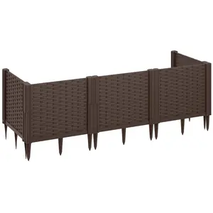 Buy Plastic Raised Garden Bed, Modular Planter Box Kit, Garden Fence Edging Border for Flowers, Vegetables, Herbs, Brown