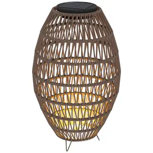 Buy Rattan Solar Lamp, Garden Solar Lantern with Auto On/Off Light, IP44 Waterproof, Decorative Outdoor Rattan Lamp for Porch, Pathway, Dark Brown