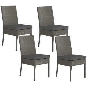 Buy Set of Four Armless Rattan Garden Chairs - Dark Grey