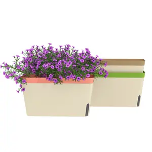 Buy Set of 3 Self Watering Plant Pots Outdoor, 27cm Rectangular Garden Planters with Visual Water Level Window, Plastic Flower Pots for Indoor Outdoor Garden Balcony Windowsil