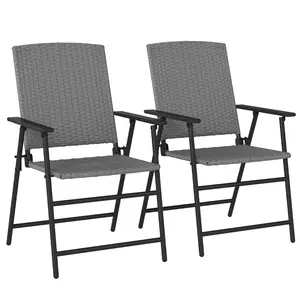 Buy Set of Two Folding Rattan Seat Chairs - Grey