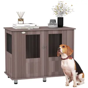 Buy Dog Crate Table for Medium and Large Dogs with Magnetic Door for Indoor Use, 95 x 55 x 75 cm, Purple
