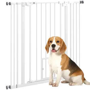 Buy Extra Tall Pet Gate, Indoor Dog Safety Gate, with Cat Flap, Auto Close, 74-101cm Wide - White