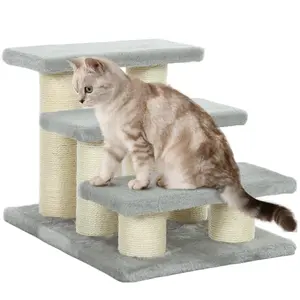 Buy Pet Stairs 3-step Pet Ladder Cat dog Stairs Climb Ladder Cat Tree, Grey