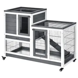 Buy Small Animals 2-TierFir Wood Guinea Pigs Hutches Indoor Hutch Grey