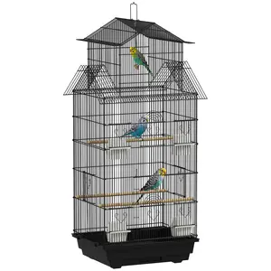 Buy Metal Bird Cage with Plastic Swing, Perch, Food Container, Tray, Handle, for Finches, Canaries, 43 x 32.5 x 104cm