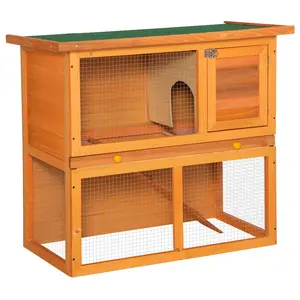Buy Rabbit Hutch Outdoor Guinea Pig Hutch Wooden Pet Cage Run 2-Tier with Opening Top, 90 x 45 x 80cm