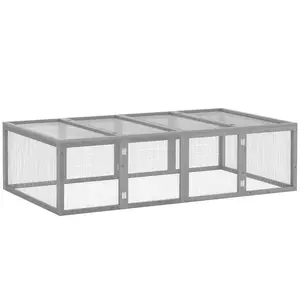Buy Wooden Rabbit Hutch Cage 6ft with Wire Mesh, Openable Roof, Play Space for Outdoor, Grey