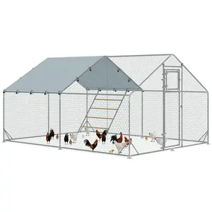 Buy Walk in Chicken Run w/ Cover, Feeding Door, Hanging Feeder, Perch, for 12-18 Poultry
