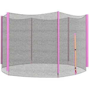 Buy 8ft Trampoline Net Replacement with 6 Plastic Pole Covers, Weather-Resistant Trampoline Netting Replacement with Zipped Entrance, Poles Not Included, Pink