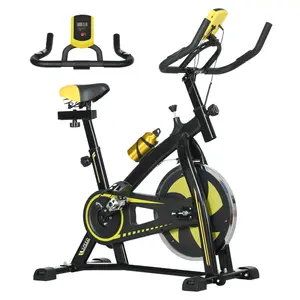 Buy Exercise Bike, Indoor Stationary Bike, Cycling Machine with Adjustable Seat and Resistance for Home Gym Workout, Yellow