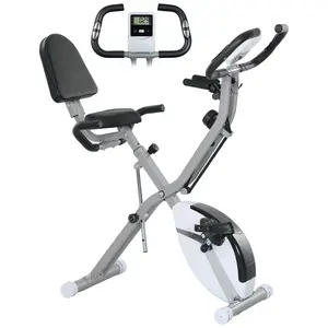Buy 5-In-1 Folding Exercise Bike with Arm Workout Bands, Quiet 8-Level Magnetic Resistance Foldable Exercise Bike with LCD, Tablet Holder, Hand Pulse Sensor for Home Use Indoor Cycling, White