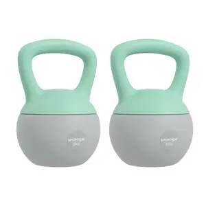 Buy 2 x 8kg Soft Kettlebell, Kettle Bell with Non-Slip Handle, for Home Gym, Strength Training, Cardio - Grey and Green