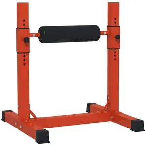 Buy Bulgarian Split Squat Stand, 12-Level Adjustable Single Leg Squat Machine with Foam Roller and Anti-Slip Pads for Lower Body Strength Training, Red