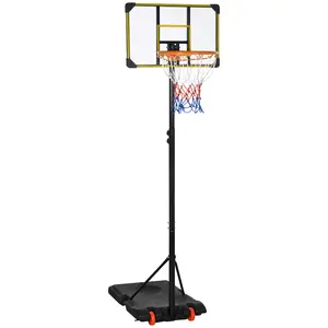 Buy Height Adjustable Basketball Hoop and Stand with Firm Backboard and Weighted Base, Portable Wheels, Yellow