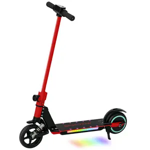Buy Folding Electric Scooter for Kids Age 6-14 with Dual Brakes, Front Suspension, LED Colourful Lights and Display, 6.8kg Lightweight Aluminium E Scooter, Up to 14 KM/H & 6 KM, Red