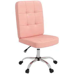 Buy Armless Faux Leather Office Chair - Pink