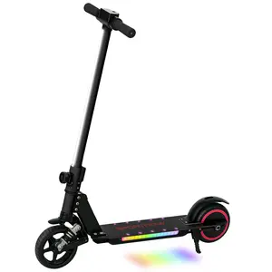 Buy Folding Electric Scooter for Kids Age 6-14 with Dual Brakes, Front Suspension, LED Colourful Lights and Display, 6.8kg Lightweight Aluminium E Scooter, Up to 14 KM/H & 6 KM, Black