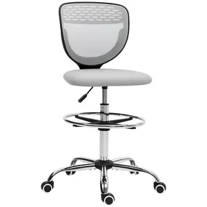 Buy 68-88cm Draughtsman Office Chair, with Wheels - Light Grey