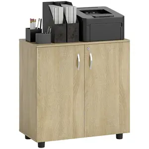 Buy Two-Tier Locking Office Storage Cabinet - Oak