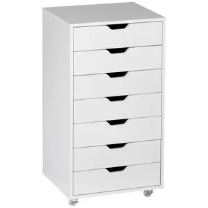 Buy Seven-Drawer Filing Cabinet, with Wheels - White