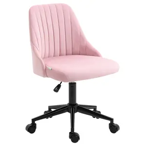 Buy Velvet-Feel Armless Office Chair - Pink