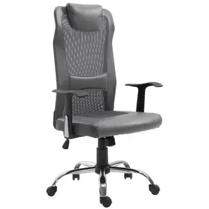 Buy Office Chair, Computer Desk Chair, Mesh and PU Leather Swivel Chair with Adjustable Height and Rolling Wheels for Home Office Work Study, Grey