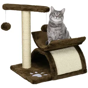 Buy PawHut Cat Tree, Cat Tower for Kittens with Rotatable Top Bar, Sisal Scratching Post, Tunnel, Dangling Balls - Brown