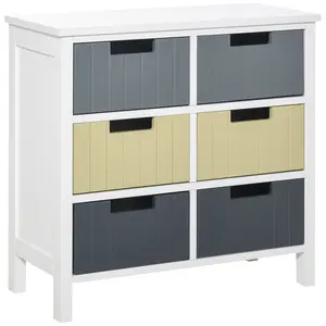 Buy HOMCOM 6 Drawer Storage Tower, Dresser Chest with Wood Top, Organiser Unit for Closets Bedroom Nursery Room Hallway