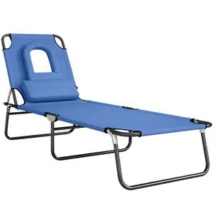 Buy Outsunny Reading Hole Sun Lounger - Blue