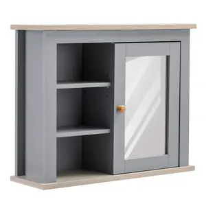 Buy kleankin Bathroom Wall Mirror Cabinet, Cupboard with Door, Storage Cabinet with Adjustable Shelf for Corridors Living Rooms, Grey