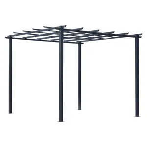 Buy Outsunny 3 x 3 Meter Metal Pergola Garden Gazebo Grape Trellis for Climbing Plants Outdoor Sun Shelter Arbours