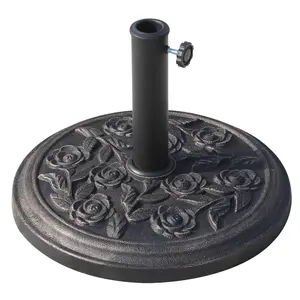 Buy Outsunny 9kg Garden Parasol Base, Round Resin Cast Iron Effect Sun Umbrella Base, Outdoor Umbrella Stand for 38mm or 48mm Outdoor Umbrella Poles, Bronze Tone