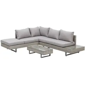 Buy Outsunny Three-Piece Corner Rattan Set, with Glass Tables